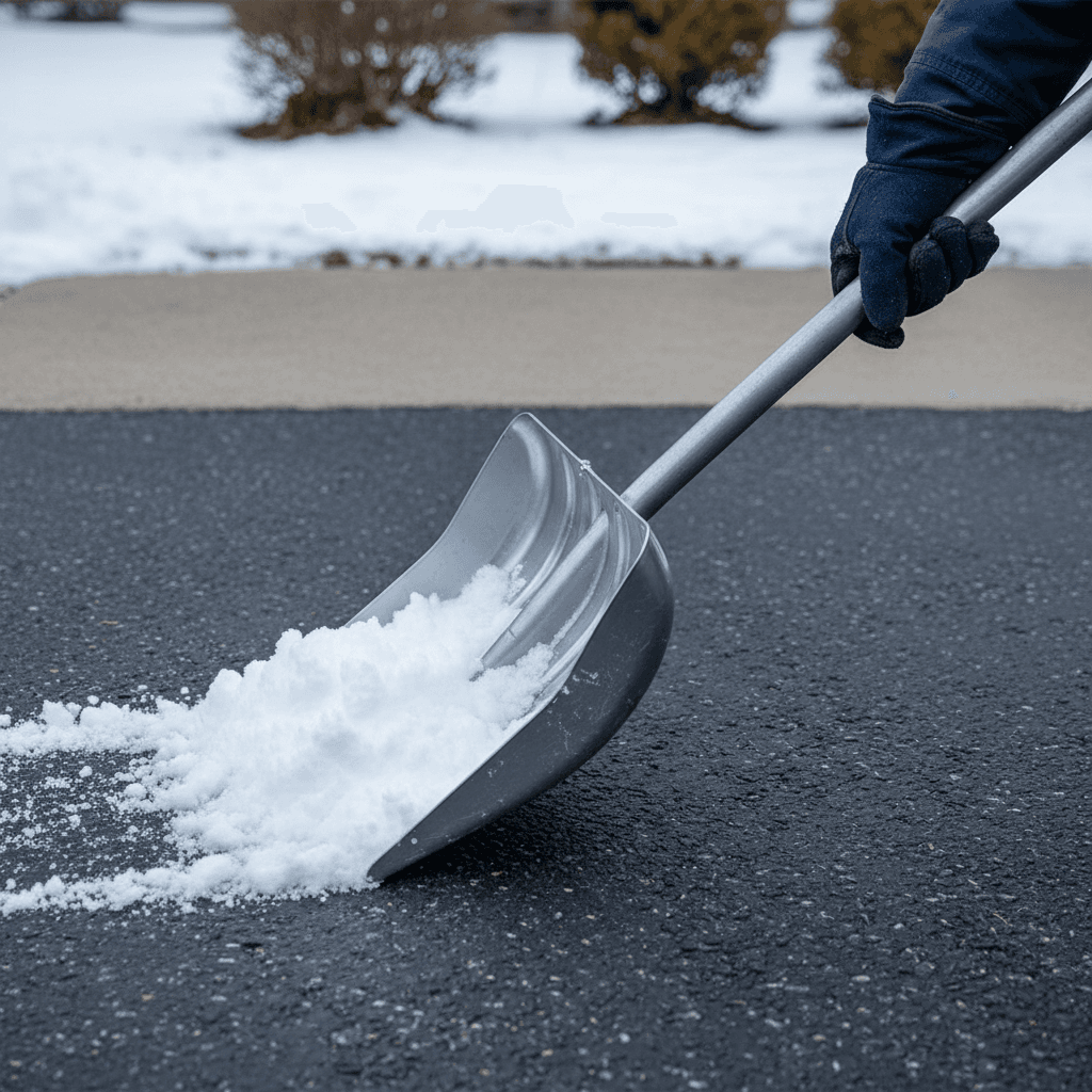 Snow blower clearing a sidewalk