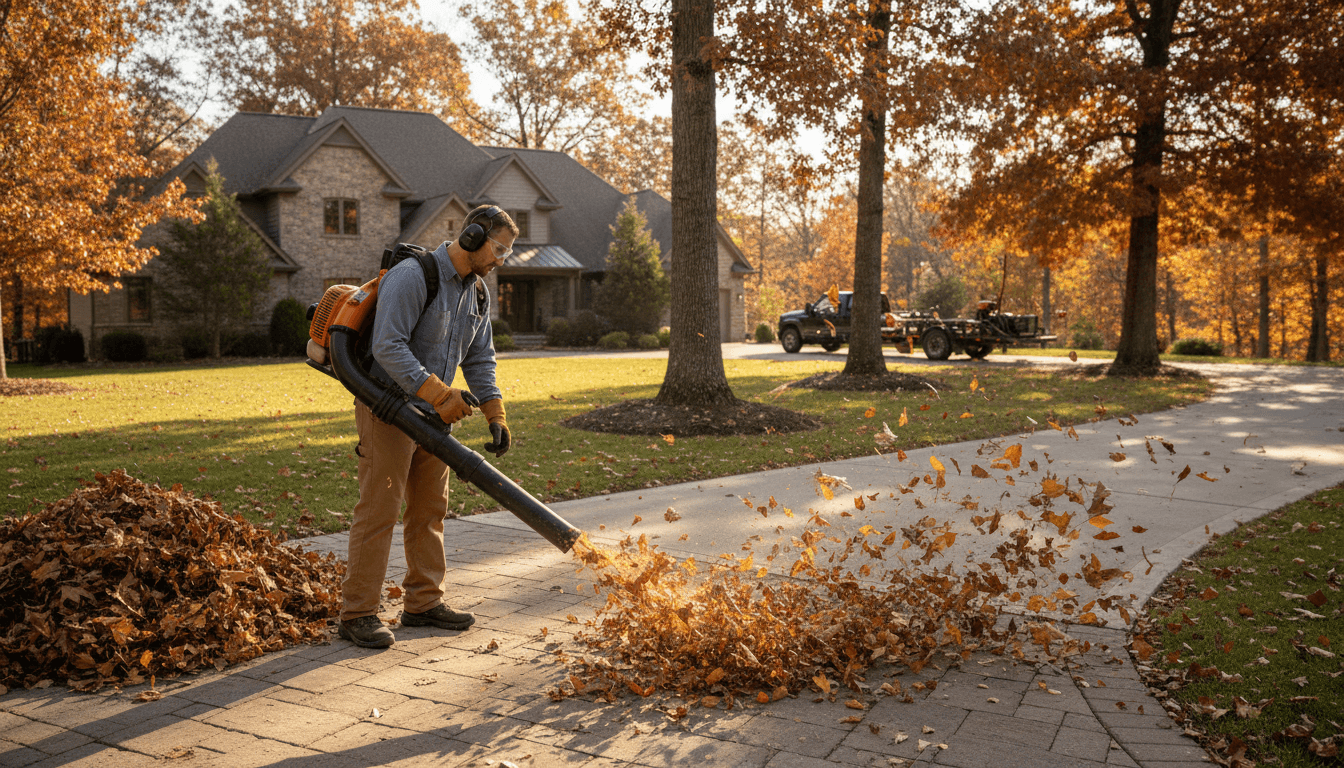 Loading leaf bags after fall cleanup
